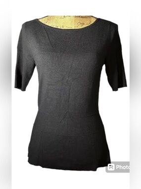 Ann Taylor Petite ribbed top black rayon blend Women’s size MP | ff1